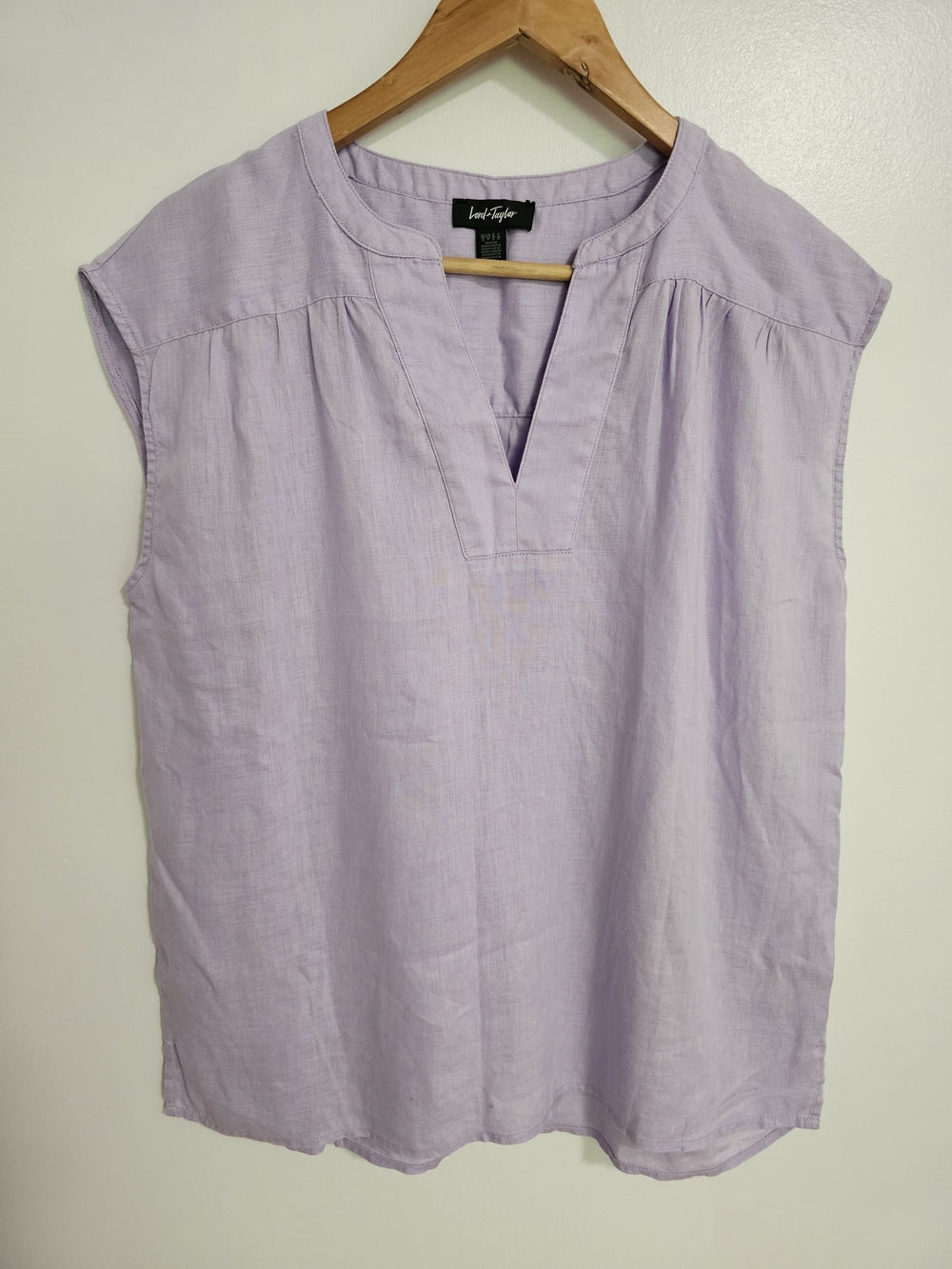 Lord & Taylor Lavender 100% Linen Sleeveless Blouse Shirt Size S